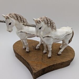 2 Vintage Nobility Unicorn Jeweled Magnetic Trinket Boxes